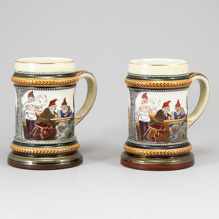 A pair of majolica tankards, Rörstrand, early 20th century.