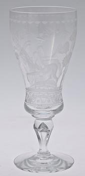 VINGLAS, ett par,"Dalecarlia", Vicke Lindstrand, Kosta, 1900-talets andra hälft.