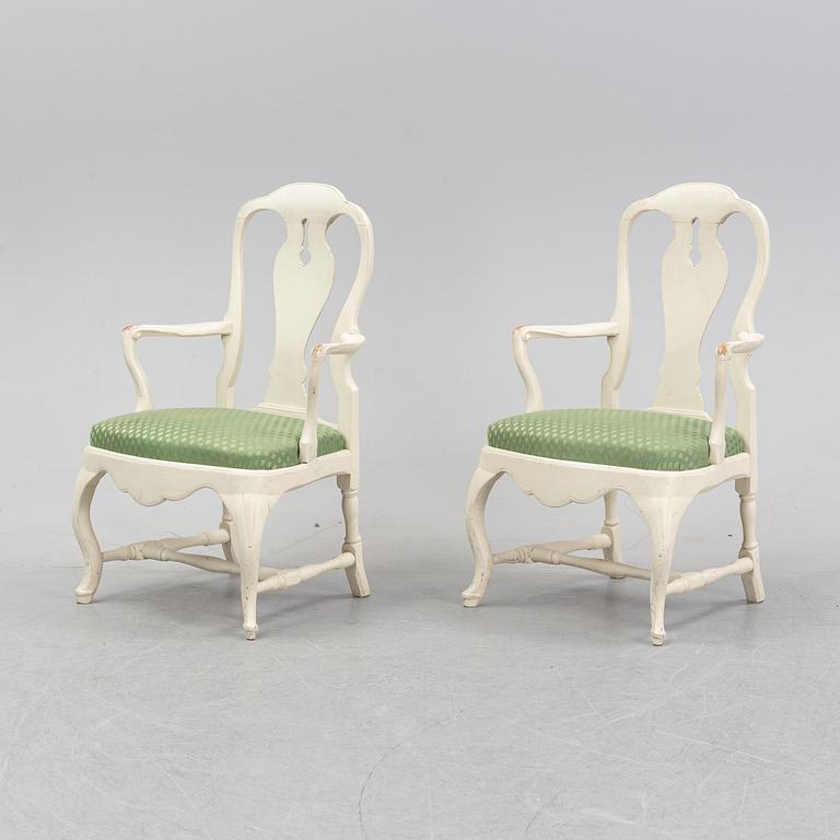 A pair of rococo armchairs, mid 18th Century.