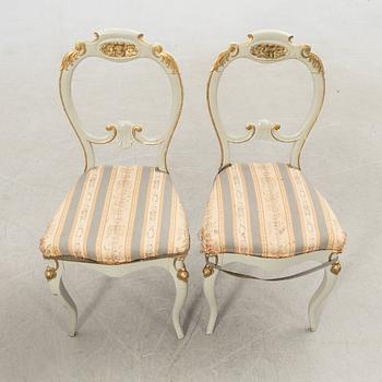 Chairs, a pair, and a table, new Rococo/new Renaissance around 1900.