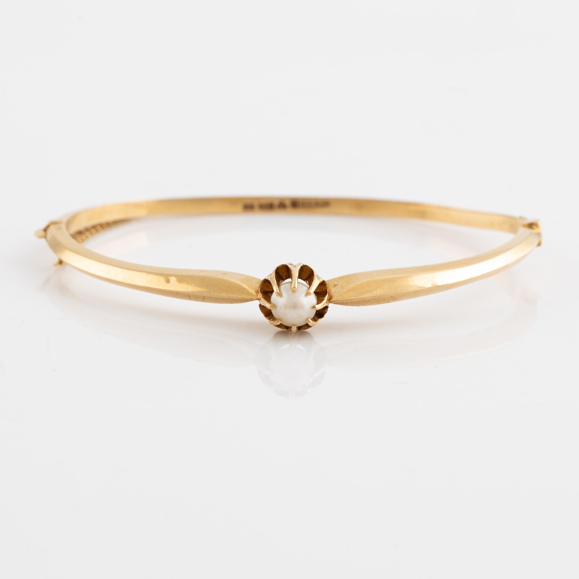 Armband guld, stelt med pärlemor.