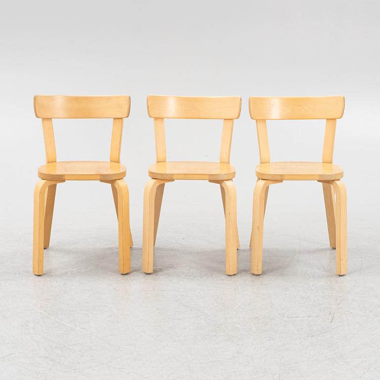 Alvar Aalto, three model 69 chairs, Artek, Finland.