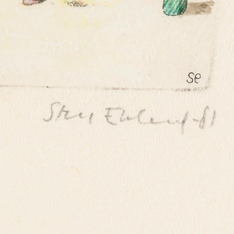 STEN EKLUND, akvarellerad etsning, signerad och daterad -81.