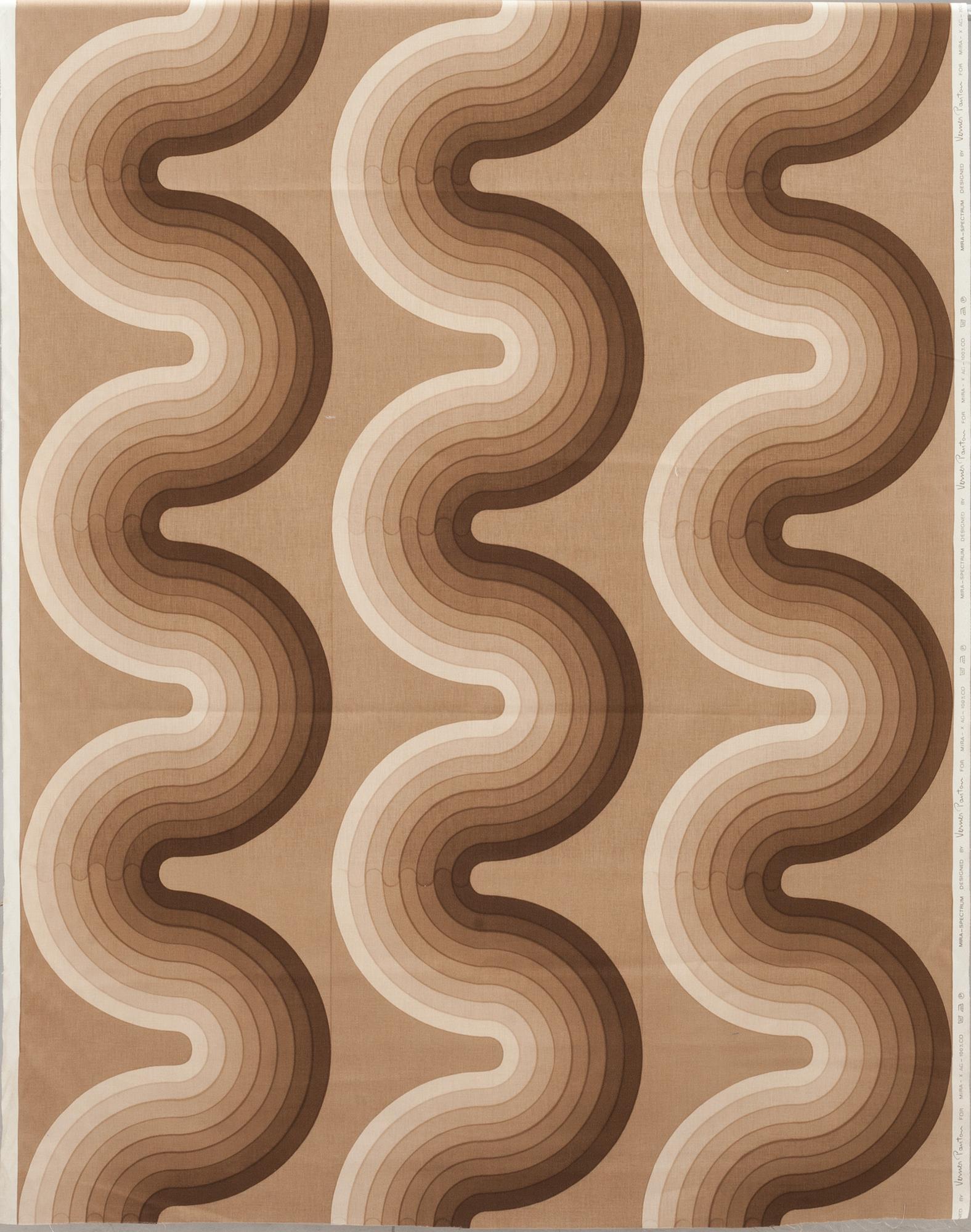 TEXTILIER, 4 st samt PROVBITAR, 4 st, bomullskretong, Verner Panton för Mira-X. 1970-tal.