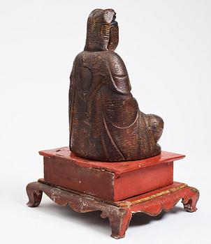 A large wooden gilt lacquer figure of Guanyin, Vietnamese/Southern China, about 1800 or later.