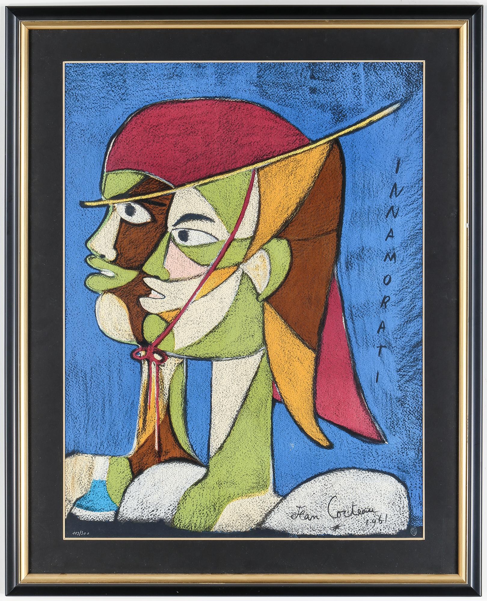 JEAN COCTEAU, färglitografi, signerad och daterad 1961 i trycket, numrerad 119/300.