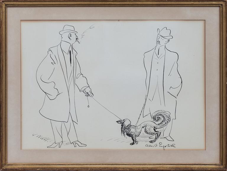 ALBERT ENGSTRÖM, tuschteckning, signerad.