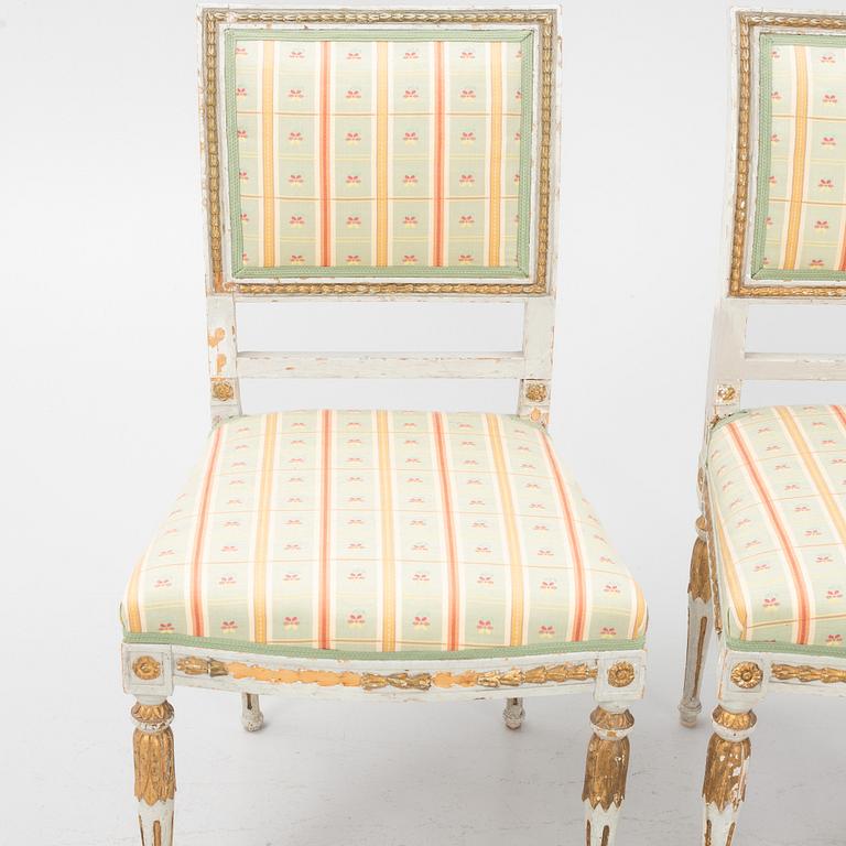 A pair of late Gustavian chairs, Stockholm, late 18th century.