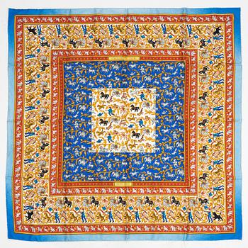 Hermès, a 'Chasse en Inde' silk scarf.