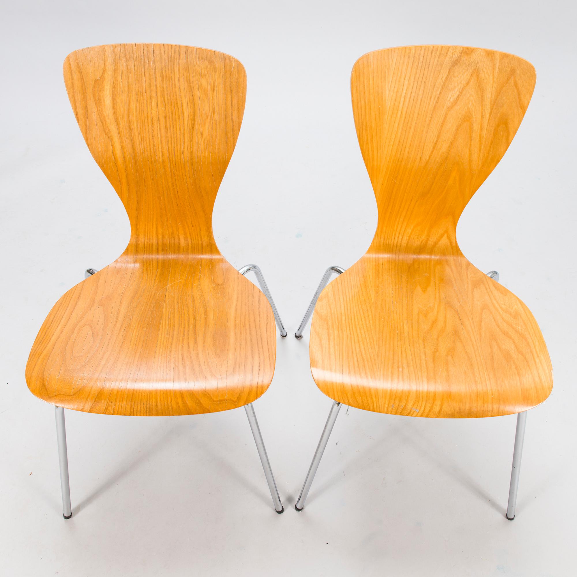 TAPIO WIRKKALA, a set of four mid 20th century 'Nikke' charis for Asko Finland.