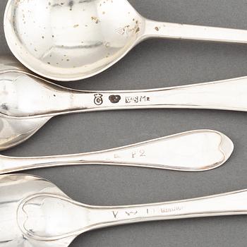 Four silver spoons, 18th/19th century.