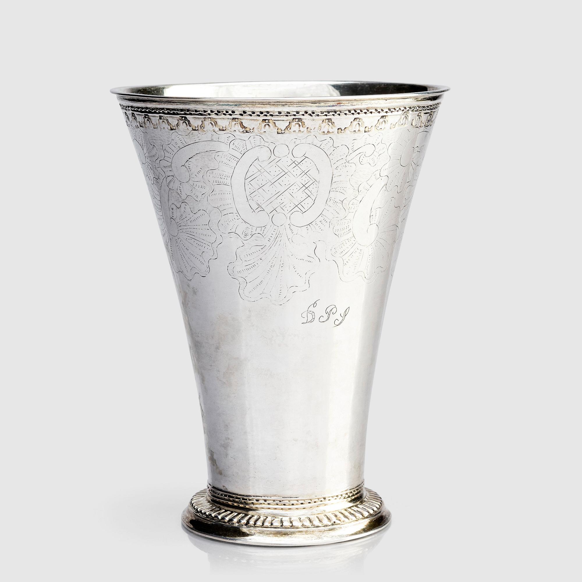 Carl Fahlberg, bägare, delvis förgyllt silver,  Uppsala 1771. Rokoko.