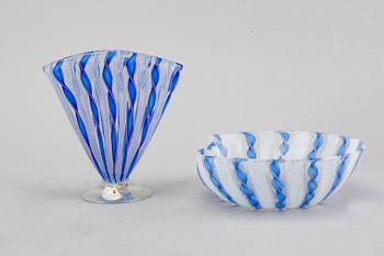 A vase and bowl Murano mid 1900s.