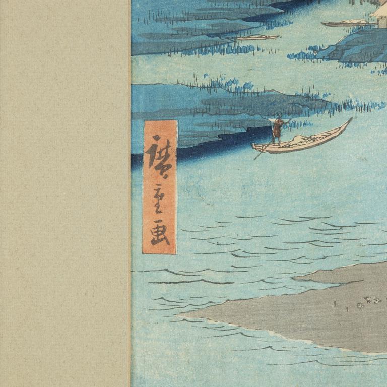 Ando Hiroshige, after, woodblock print in colours.