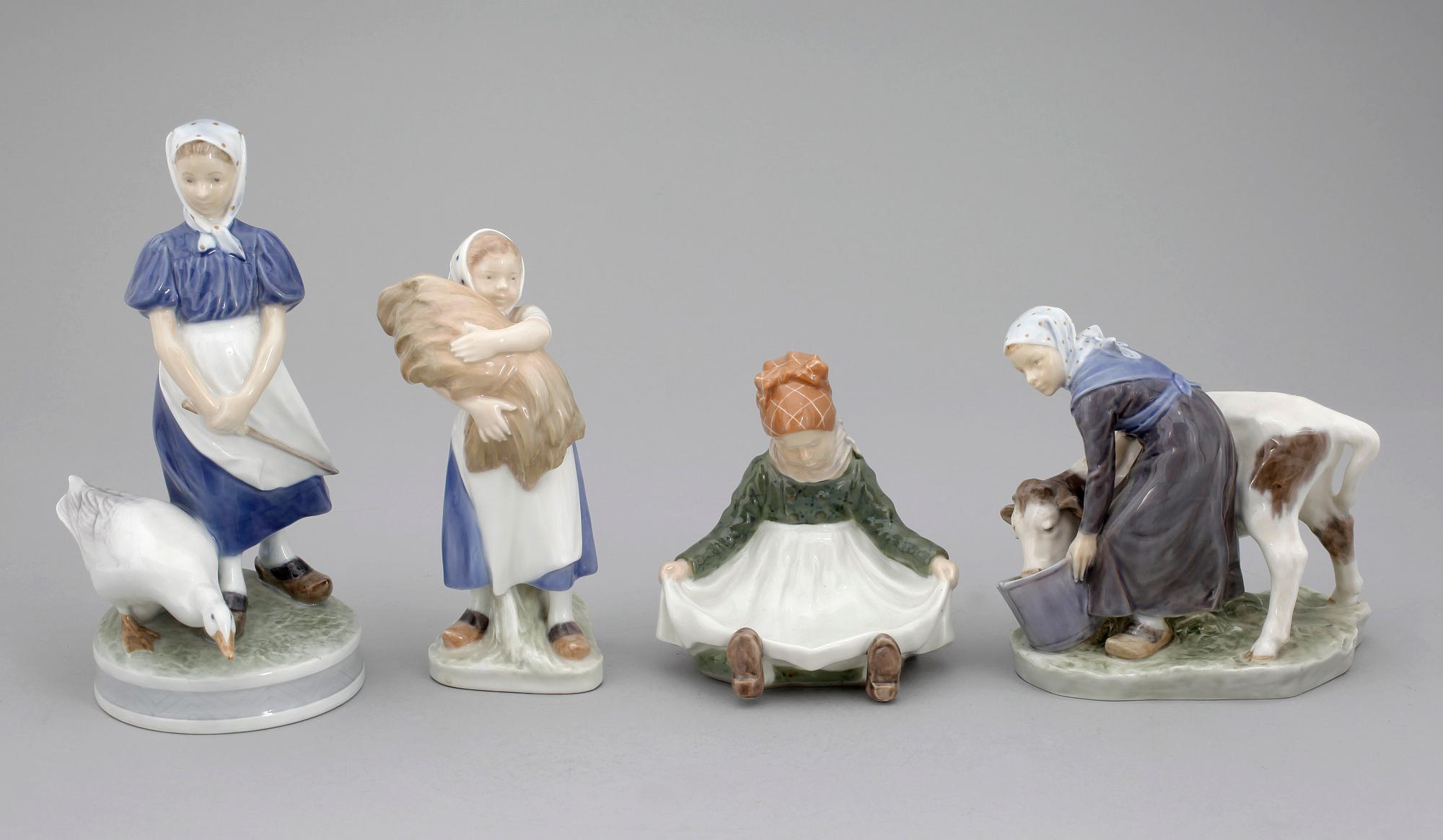 FIGURINER, 4 st, porslin, Royal Copenhagen.