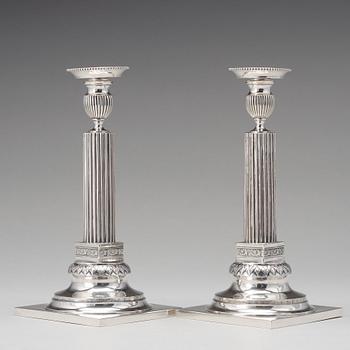 A pair of Swedish 18th century silver candlesticks, marks of Stephan Westerstråhle, Stockholm 1792.