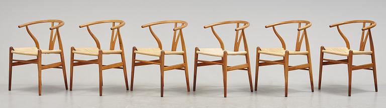 A set of six armchairs 'Y-chair' by Hans J Wegner, Carl Hansen & Son, Denmark.