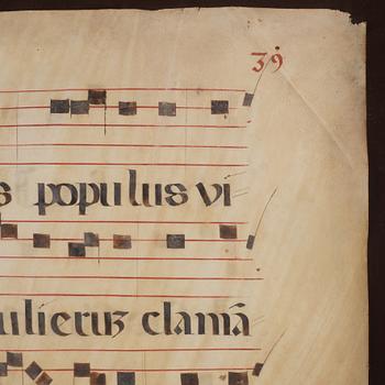 A vellum music sheet.