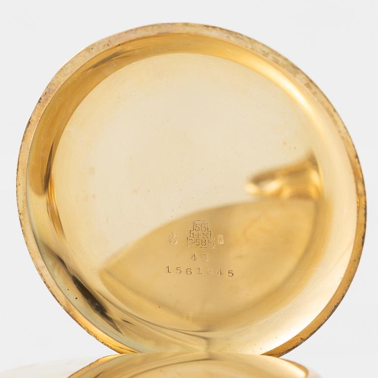 Pocket watch, 14K gold, Viking, hunter, 51.5 mm.