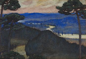 737. Helmer Osslund, Northern Swedish river landscape.