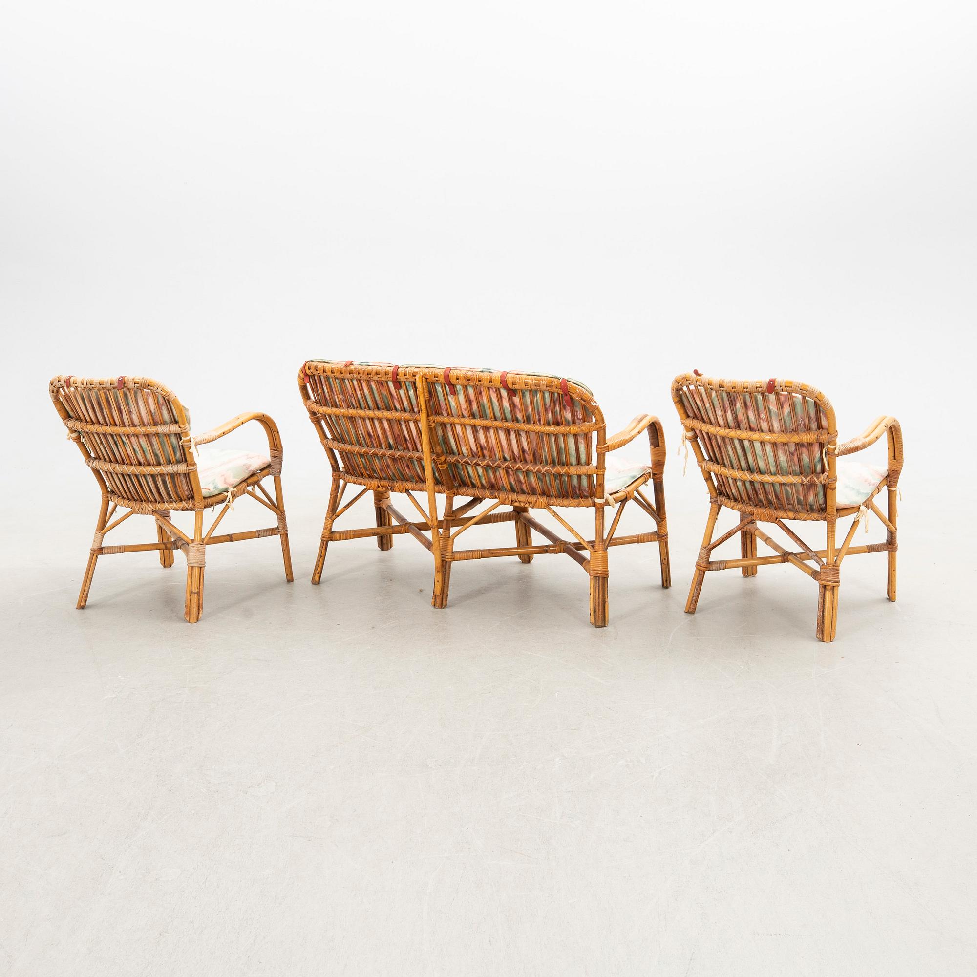 Möbelgrupp, 5 delar, rotting, 1900-talets senare del.