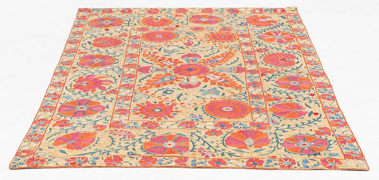A 19th century Suzani embroidery, probably Nurata region, Uzbekistan, ca 169 x 113 cm.