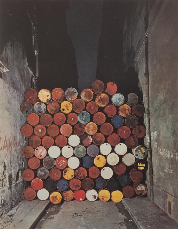 Christo Vladimirov Javacheff, “Wall of Oil Barrels, The Iron Curtain, Rue Visconti, Paris".