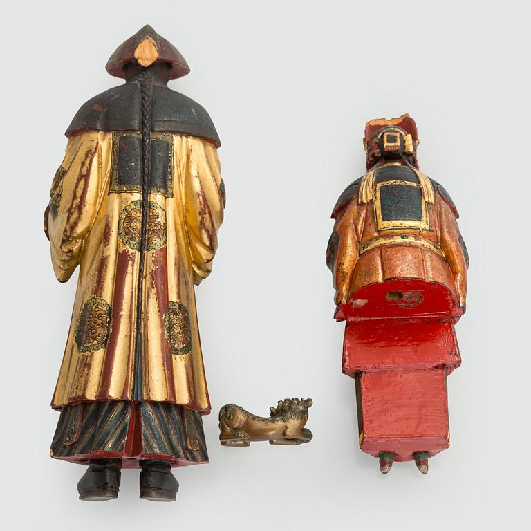 Skulpturer, 3 st, Kina, sen Qingdynasti.