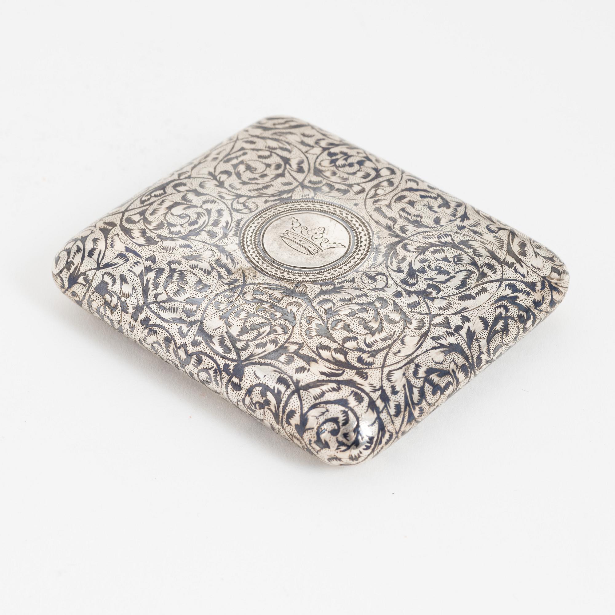 A Russian silver niello box, Moscow 1890.