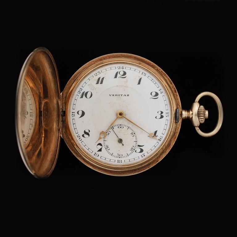 FICKUR, Savonett, 14k guld, Veritas, 1900-talets mitt. Vikt 83g.