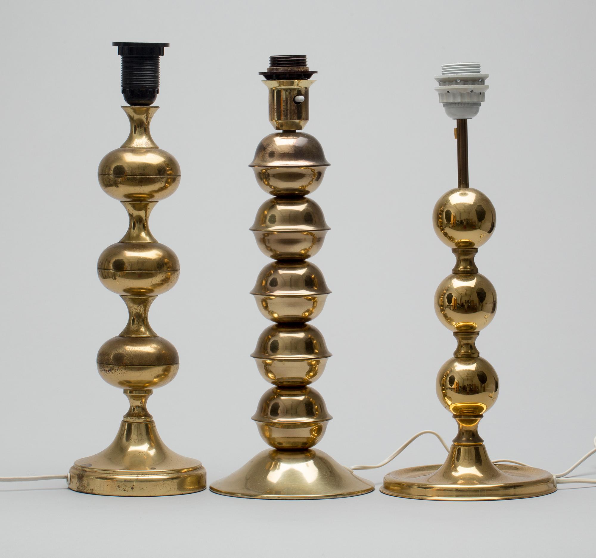 BORDSLAMPOR, 3 st, 1900-talets andra hälft.