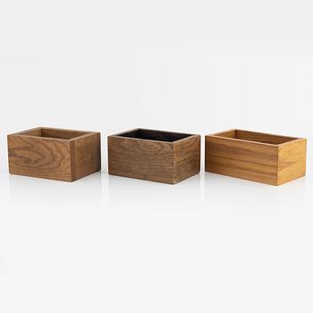 Magnus Ek, three oak wood cutlery boxes for Oaxen Krog.