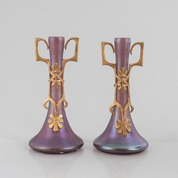 A pair of Art Nouveau glass vases, early 20th Century.