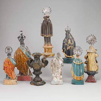 7 wooden figures, 18/19th Century.