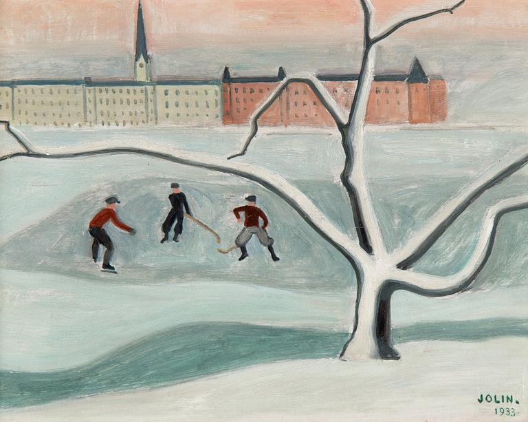 Einar Jolin, Bandy players on ice.