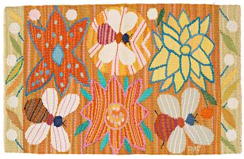 296. Ann-Mari Lindbom, gift Forsberg, A TEXTILE, "Bilöpare", a tapestry variant, ca 30,5 x 48,5 cm, signed AMF.