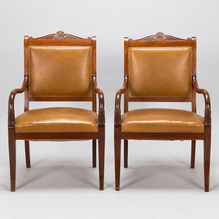 A pair of armchairs, possibly Boman, around 1900.