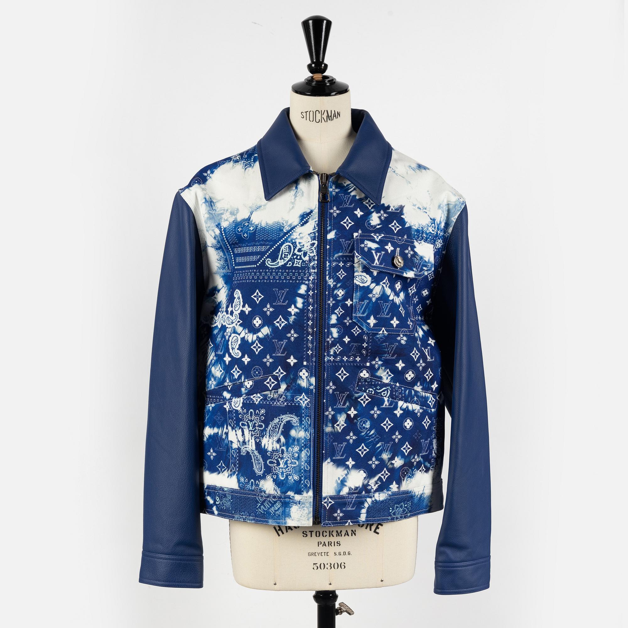 Louis Vuitton, jacka, "Monogram Bandana Mix Leather Denim Jacket", 2022 collection by Virgil Abloh, storlek 46.