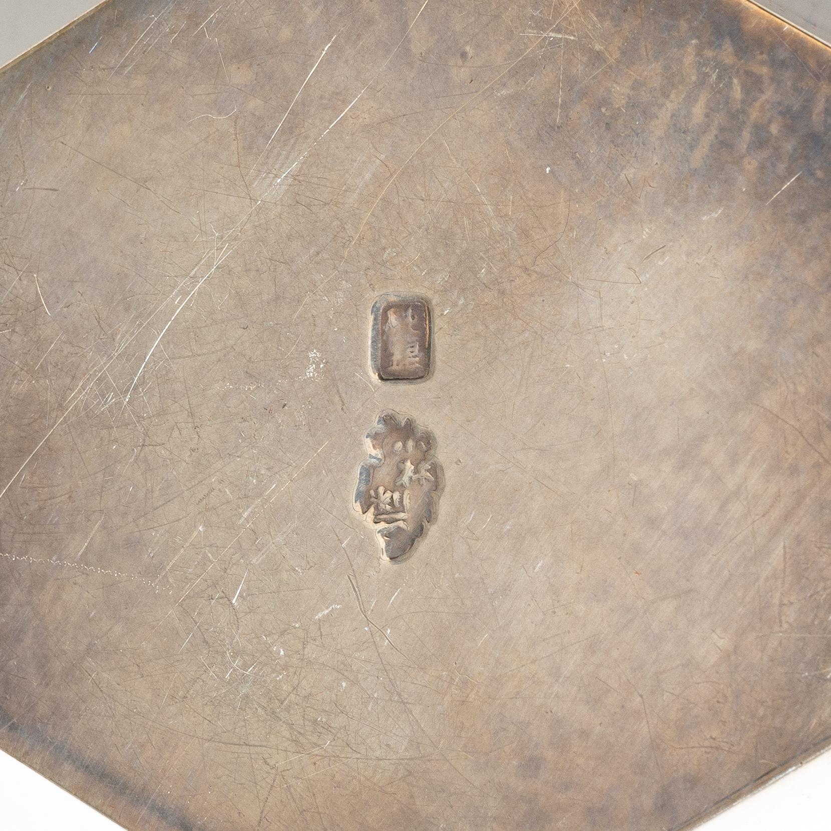 A group of six Japanese salts / boxes, some marked sterling silver, around 1900.