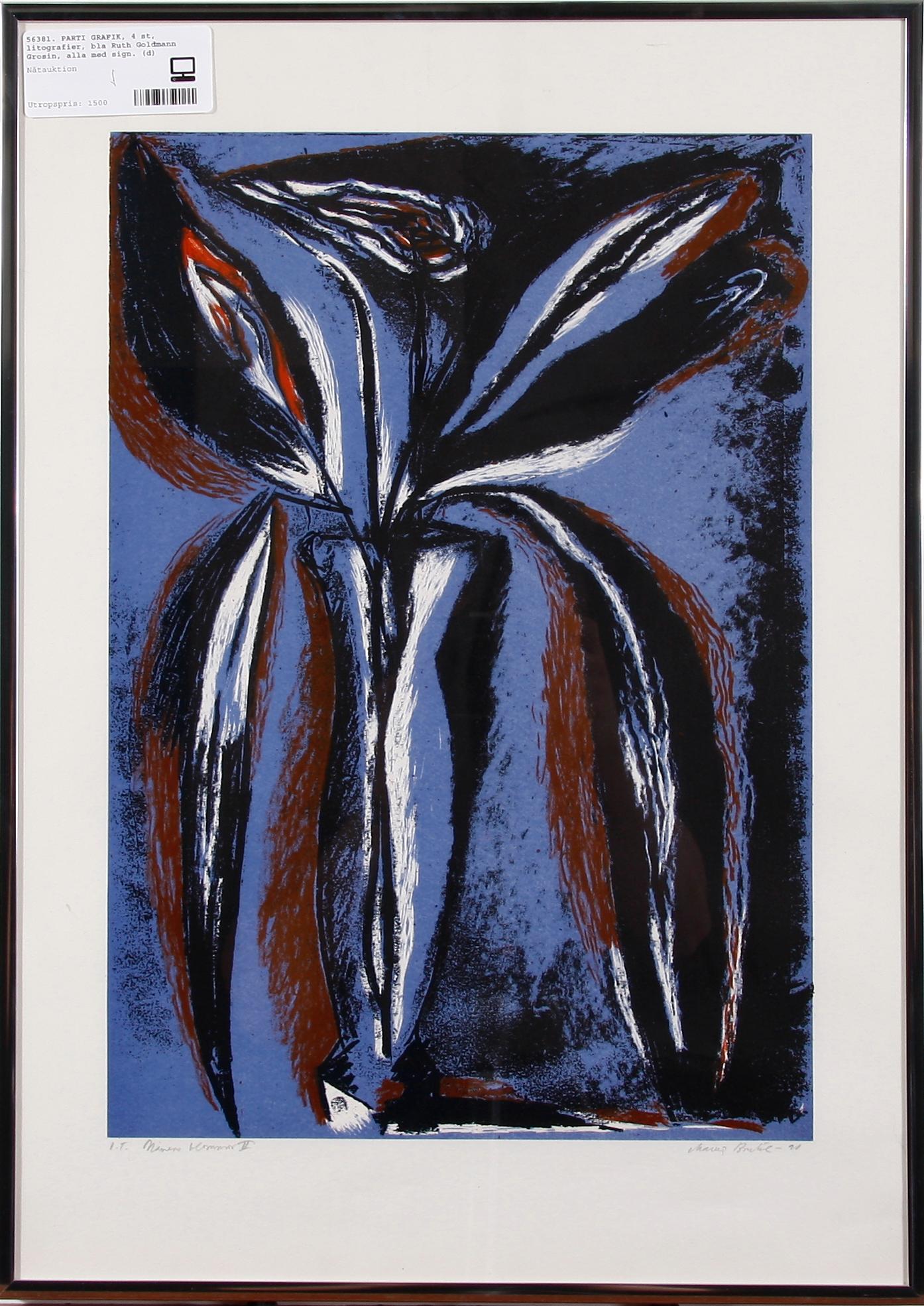 PARTI GRAFIK, 4 st, litografier, bla Ruth Goldmann Grosin, alla med sign.