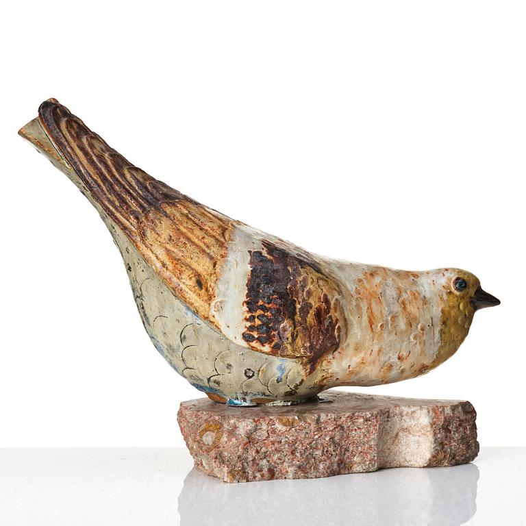 Tyra Lundgren, a glazed stoneware sculpture of a dove, Sweden mid 20th century.