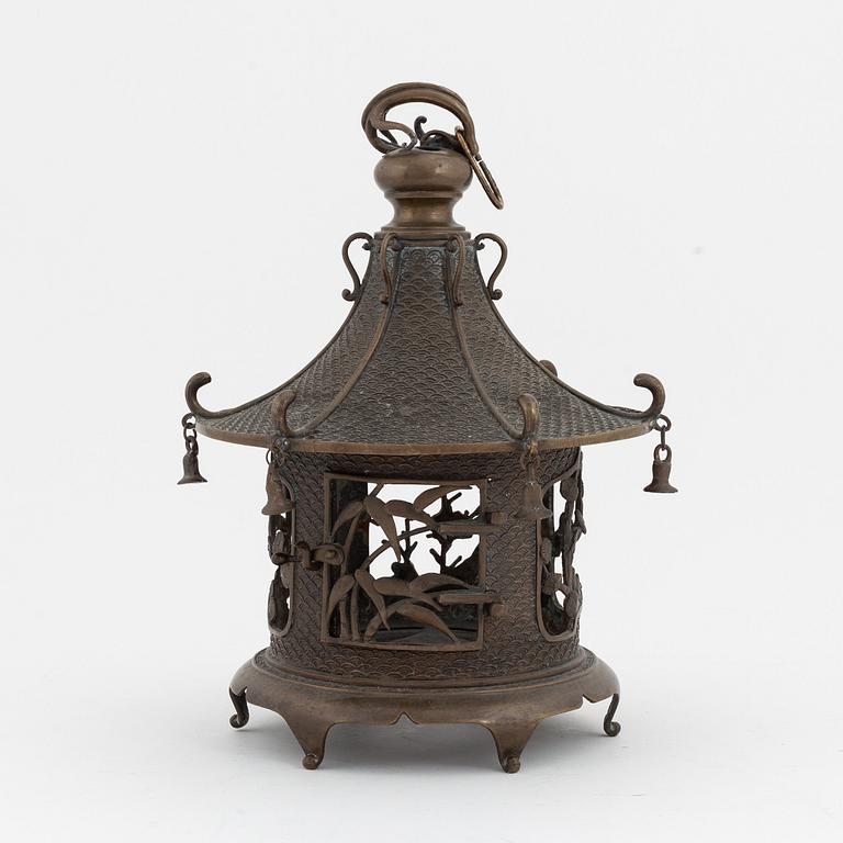 A Japanese 'Toro' bronze hanging lantern, early 20th Century.