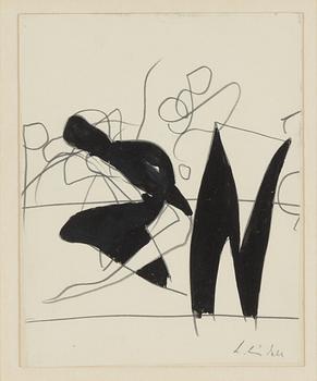 Lage Lindell, pencil and gouache, signed.