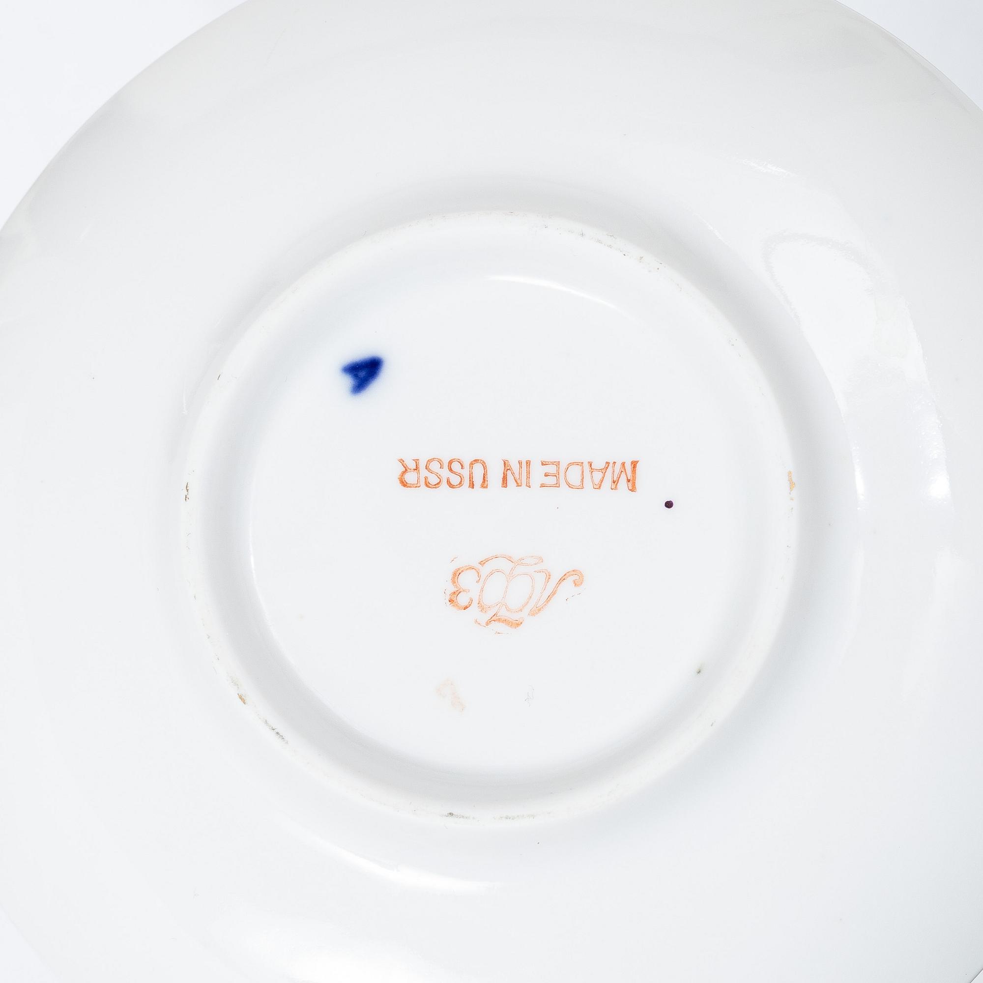 Tweleve coffee cups and saucers, 'Cobalt Net', Lomonosov.