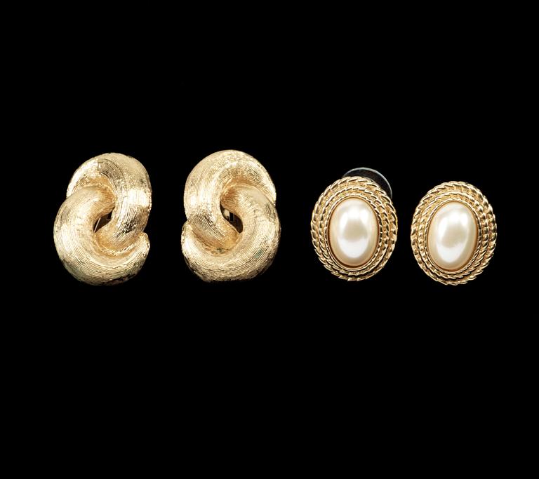 Two pairs of earrings by Christian Dior.