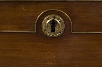 A late Gustavian mahogany secretaire in the manner of G. Iwersson, circa 1800.