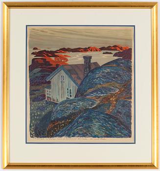 Roland Svensson · ROLAND SVENSSON, färglitografi, provtryck, signerad med dedikation.