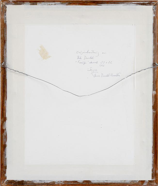 NILS VON DARDEL, akvarell, intyg á tergo.