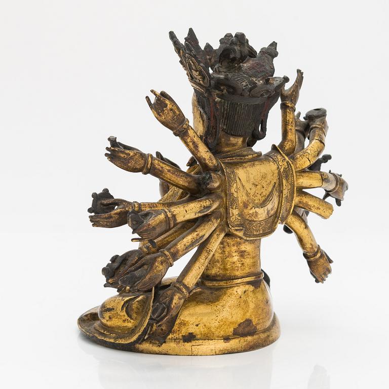 A gilt-bronze figure of a Boddhisattva, Ming dynasty (1638-1644).