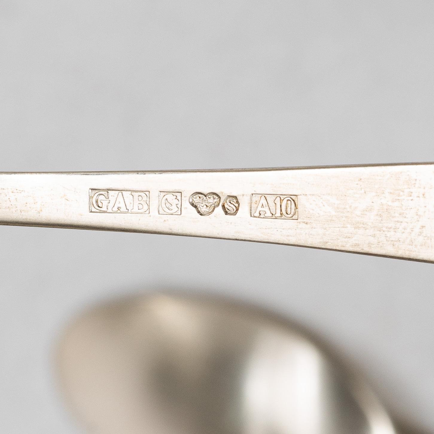 Jacob Ängman, Silver cutlery, 'Rosenholm', GAB, Stockholm and Eskilstuna, some 1962 (17 pcs).